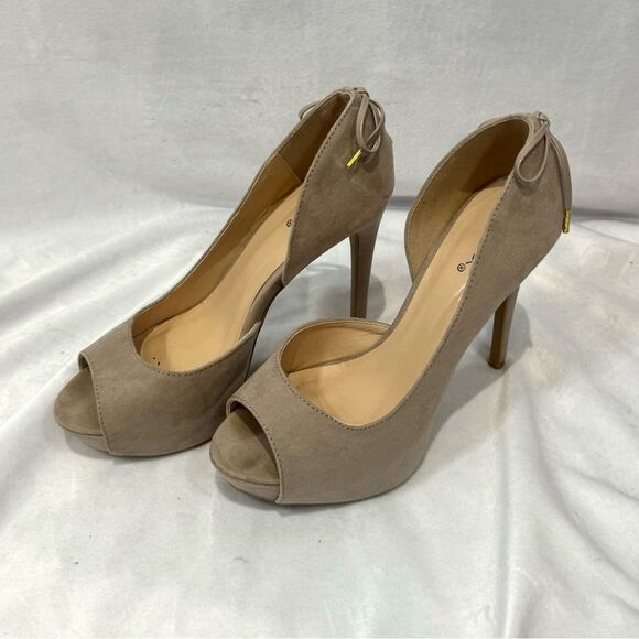 Qupid mocha tan lace up bow back 6” heels size 8 - Picture 2 of 5